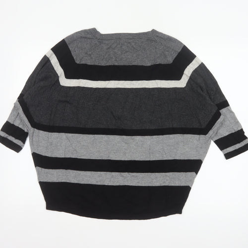 Phase Eight Women’s Grey Black Striped Knit Jumper UK L Wool Blend