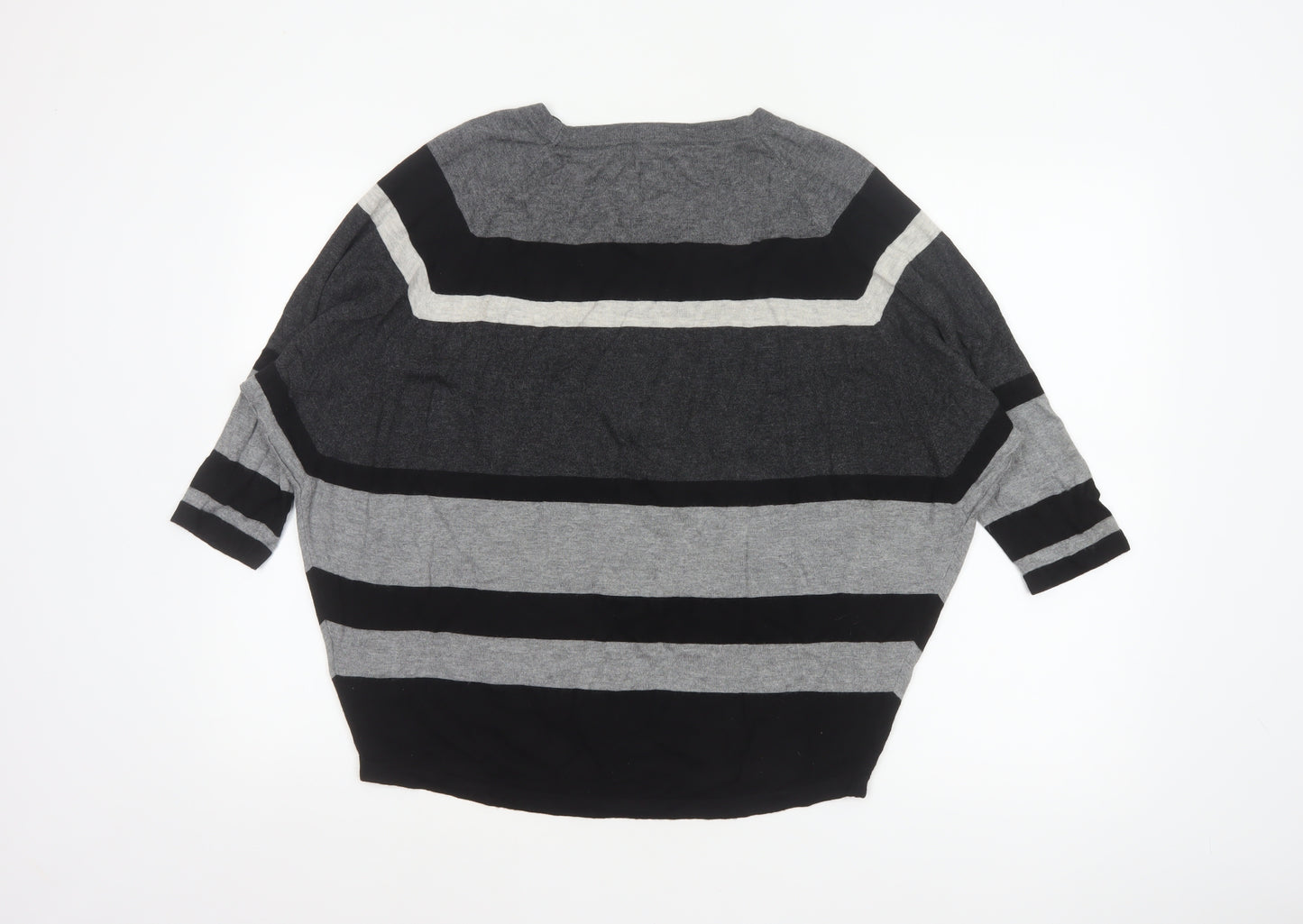 Phase Eight Women’s Grey Black Striped Knit Jumper UK L Wool Blend