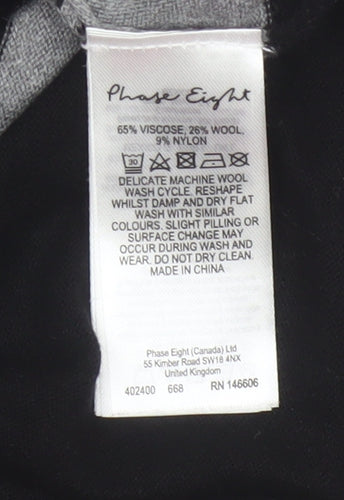 Phase Eight Women’s Grey Black Striped Knit Jumper UK L Wool Blend