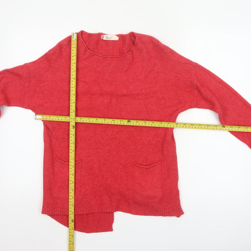 Bu.go Women’s Red M Relaxed Knit Pocket Pullover Jumper