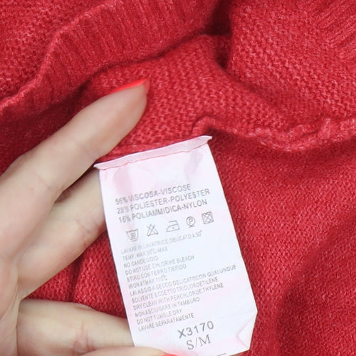 Bu.go Women’s Red M Relaxed Knit Pocket Pullover Jumper