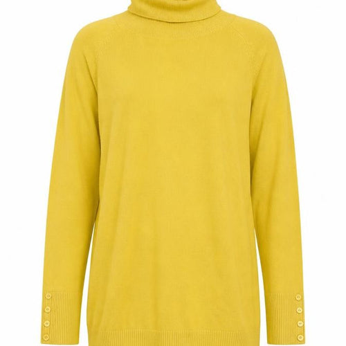 Icing Sugar Women Yellow M Roll Neck Belted Knit Tunic Jumper