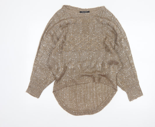Select Women’s Beige UK 12 Sequin Cable Knit Pullover Jumper