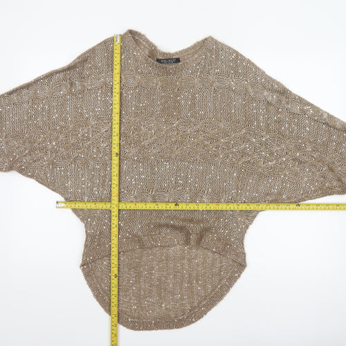 Select Women’s Beige UK 12 Sequin Cable Knit Pullover Jumper