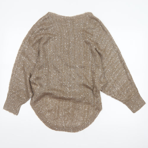 Select Women’s Beige UK 12 Sequin Cable Knit Pullover Jumper