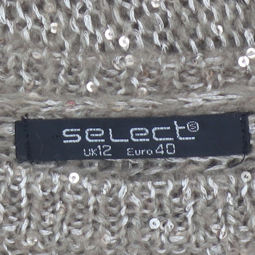 Select Women’s Beige UK 12 Sequin Cable Knit Pullover Jumper