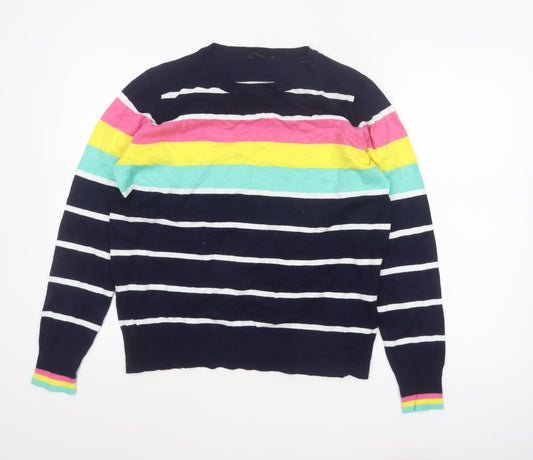 M&Co Women’s Blue Striped Crew Neck Knit Pullover Jumper UK 14