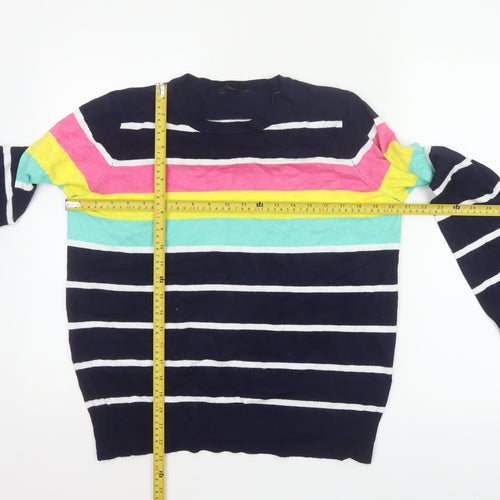 M&Co Women’s Blue Striped Crew Neck Knit Pullover Jumper UK 14