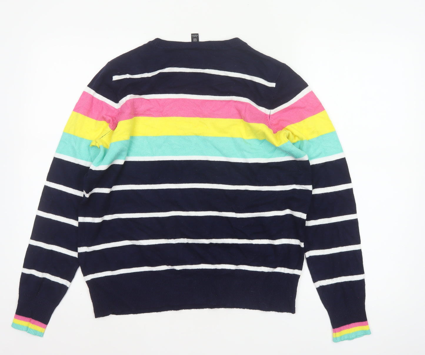 M&Co Women’s Blue Striped Crew Neck Knit Pullover Jumper UK 14