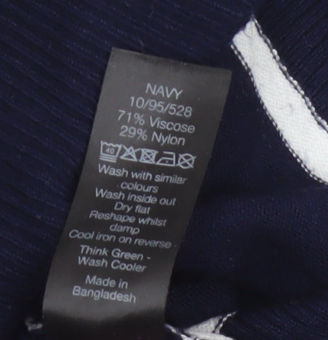 M&Co Women’s Blue Striped Crew Neck Knit Pullover Jumper UK 14