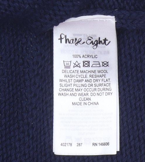 Phase Eight Women Navy Ivory Stripe Knit Cap Sleeve Jumper S/M