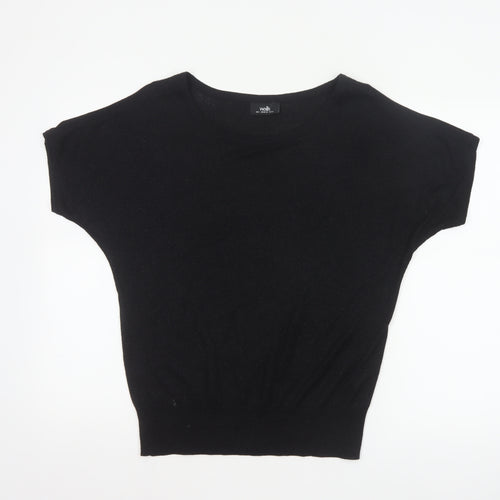 Wallis Women’s Black Metallic Knit Cap Sleeve Jumper UK 8
