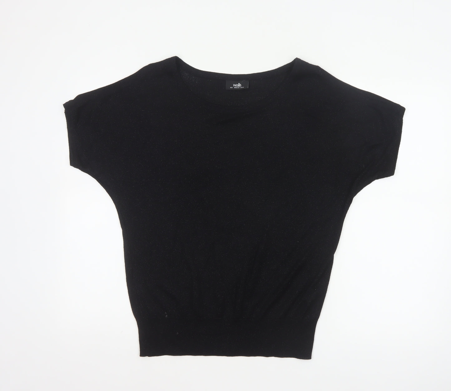 Wallis Women’s Black Metallic Knit Cap Sleeve Jumper UK 8