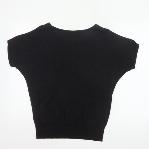 Wallis Women’s Black Metallic Knit Cap Sleeve Jumper UK 8