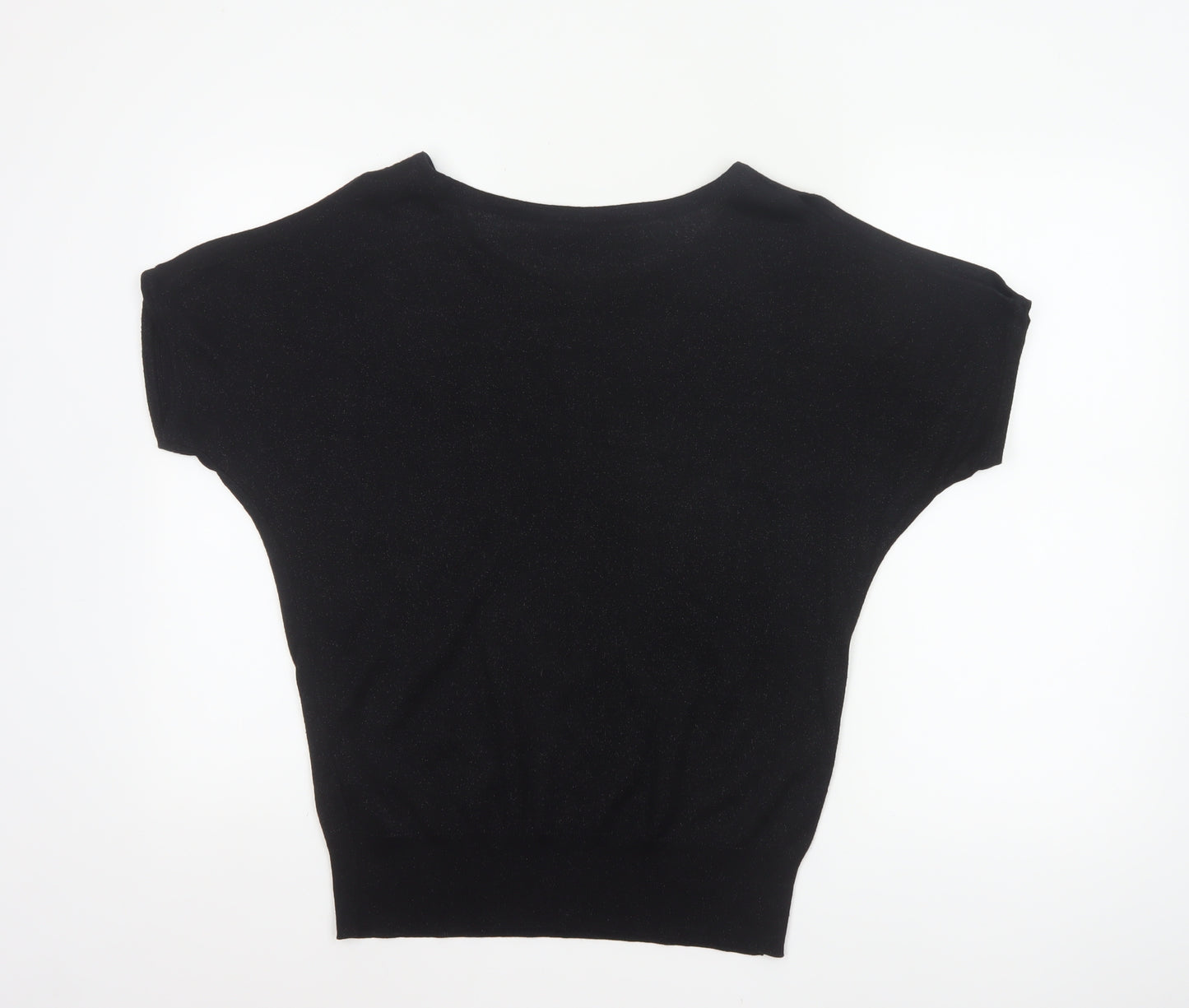 Wallis Women’s Black Metallic Knit Cap Sleeve Jumper UK 8