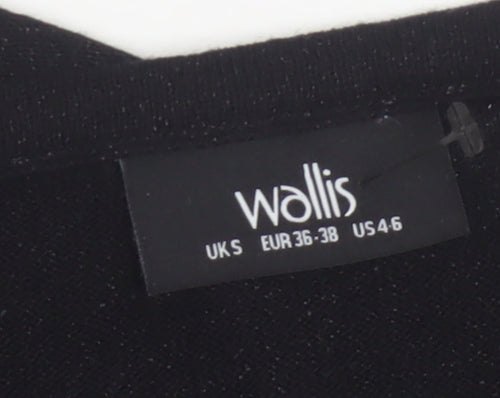 Wallis Women’s Black Metallic Knit Cap Sleeve Jumper UK 8
