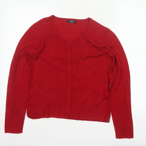 Bm Women’s Red Size S Button Front Scoop Neck Knit Cardigan