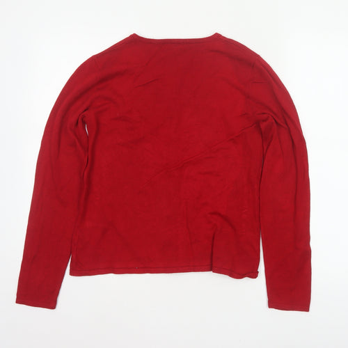 Bm Women’s Red Size S Button Front Scoop Neck Knit Cardigan