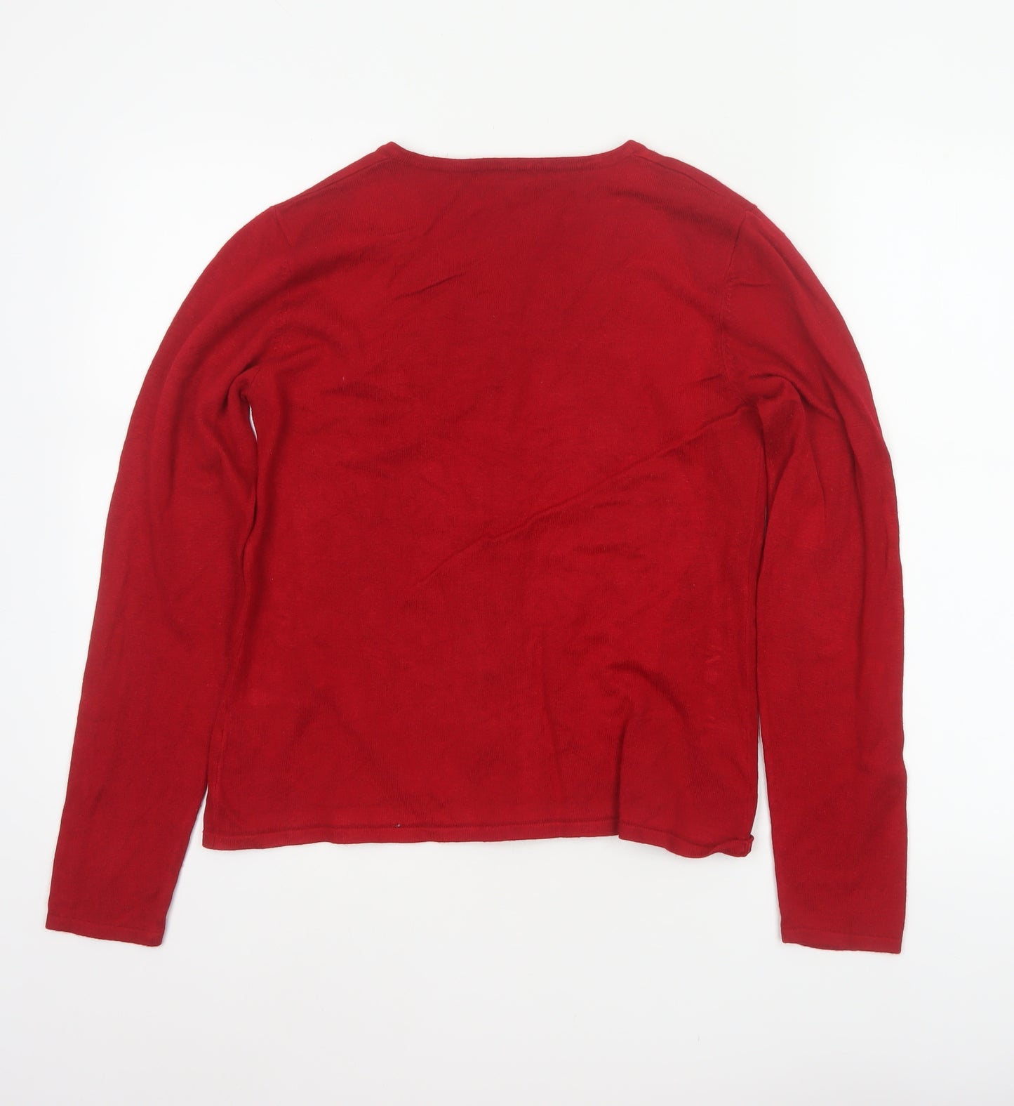 Bm Women’s Red Size S Button Front Scoop Neck Knit Cardigan