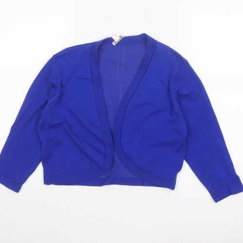 Precis Women Blue M Open V-Neck Long Sleeve Knit Cardigan