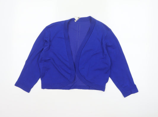 Precis Women Blue M Open V-Neck Long Sleeve Knit Cardigan
