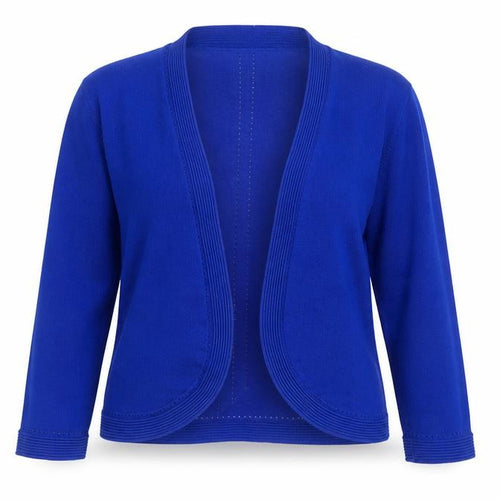 Precis Women Blue M Open V-Neck Long Sleeve Knit Cardigan