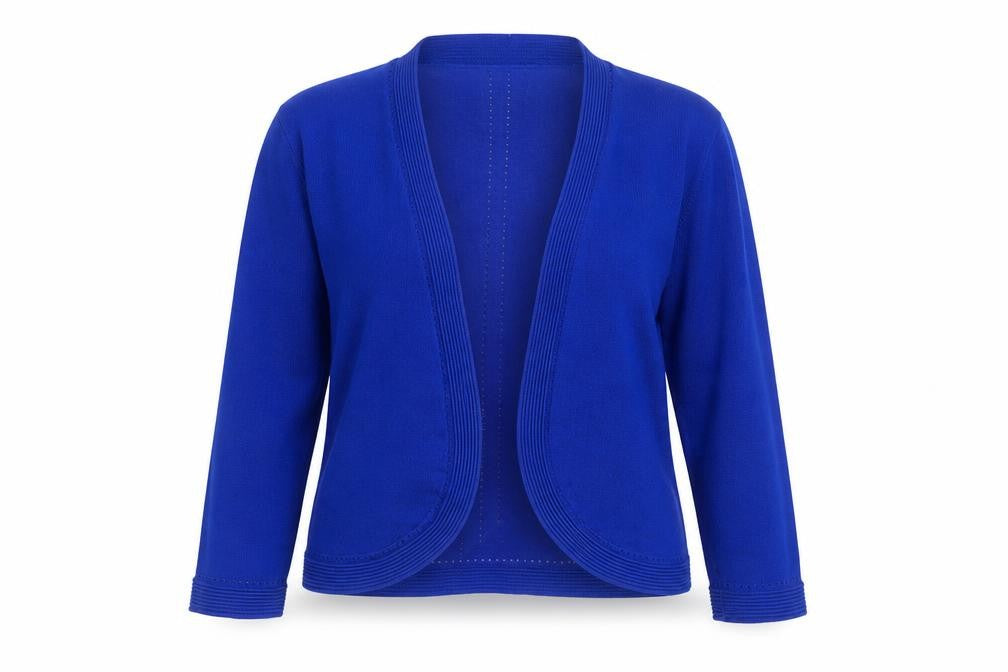 Precis Women Blue M Open V-Neck Long Sleeve Knit Cardigan