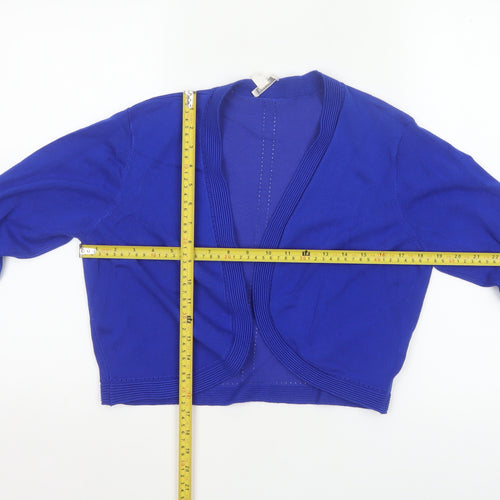 Precis Women Blue M Open V-Neck Long Sleeve Knit Cardigan
