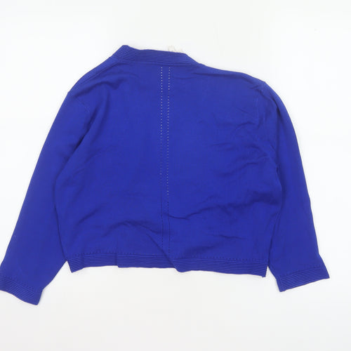 Precis Women Blue M Open V-Neck Long Sleeve Knit Cardigan