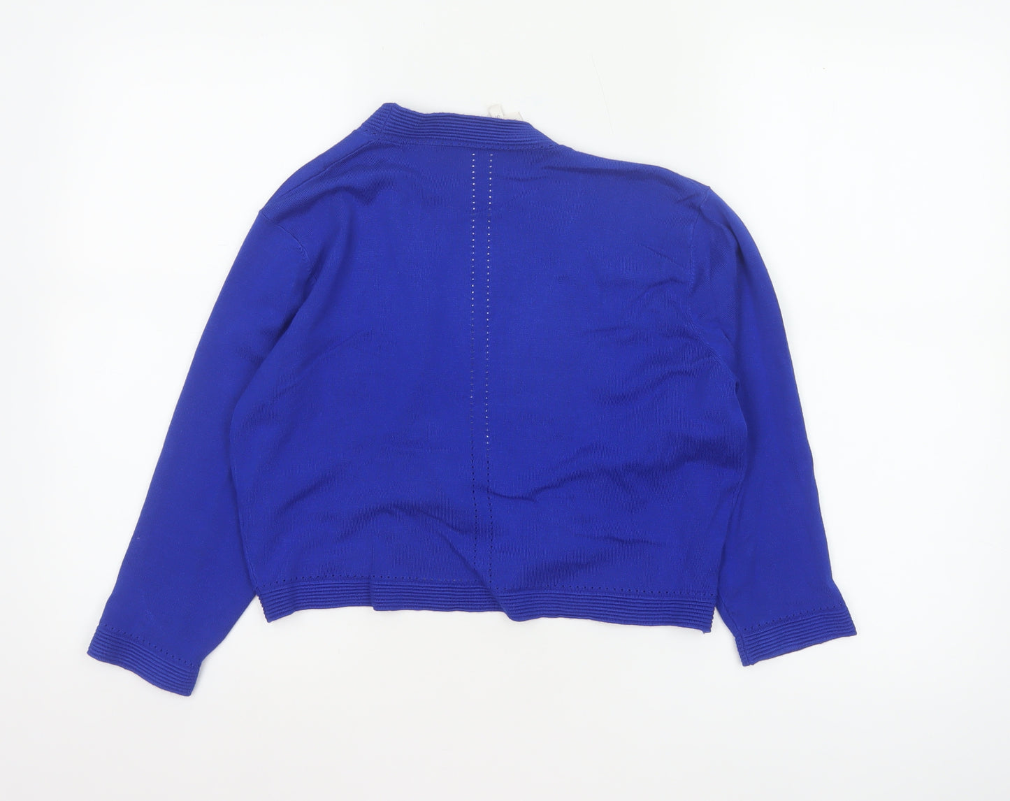 Precis Women Blue M Open V-Neck Long Sleeve Knit Cardigan