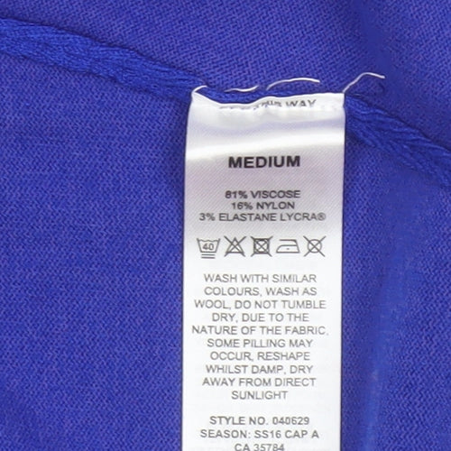 Precis Women Blue M Open V-Neck Long Sleeve Knit Cardigan
