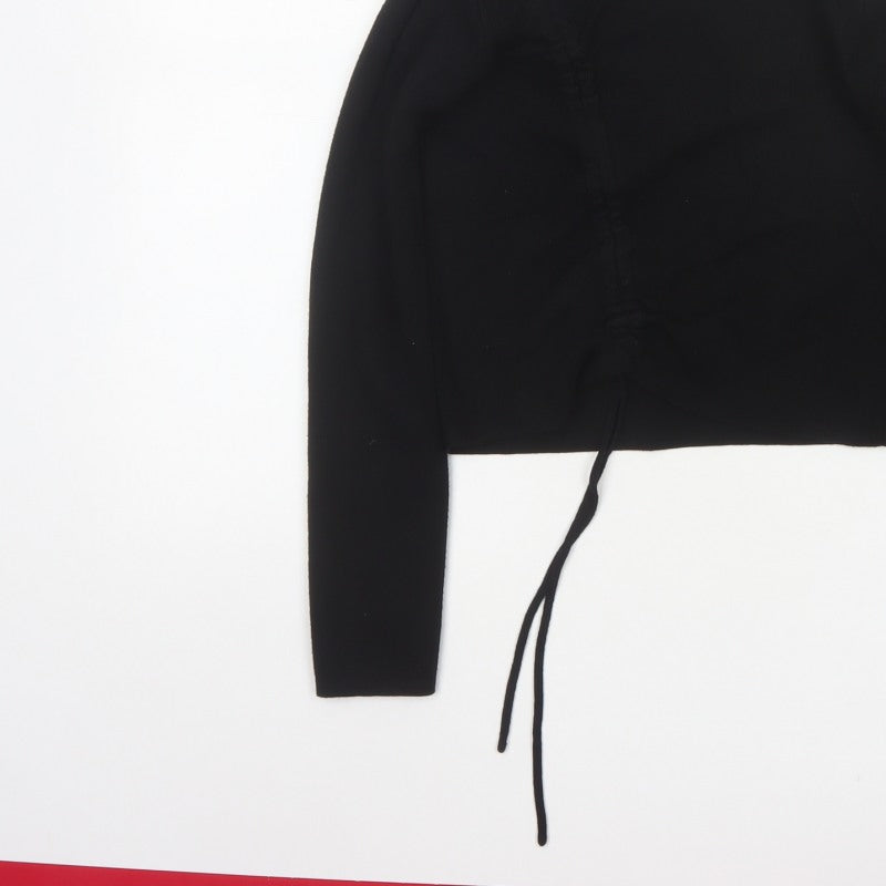 Missguided Women Black UK 6/8 Rib Knit Drawstring Cropped Jumper