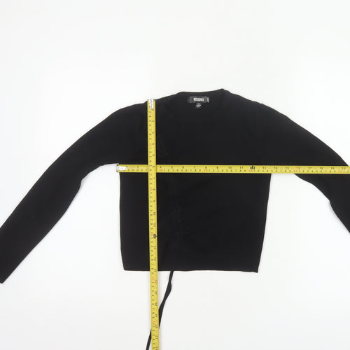 Missguided Women Black UK 6/8 Rib Knit Drawstring Cropped Jumper