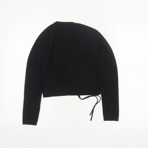 Missguided Women Black UK 6/8 Rib Knit Drawstring Cropped Jumper
