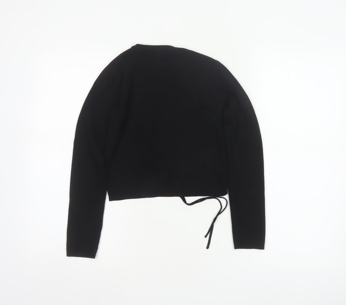 Missguided Women Black UK 6/8 Rib Knit Drawstring Cropped Jumper
