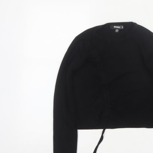 Missguided Women Black UK 6/8 Rib Knit Drawstring Cropped Jumper