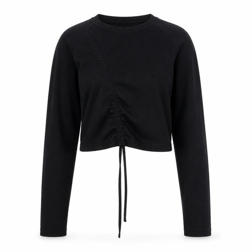Missguided Women Black UK 6/8 Rib Knit Drawstring Cropped Jumper