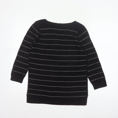 Papaya Women Black White Striped Boat Neck Knit Jumper UK 12