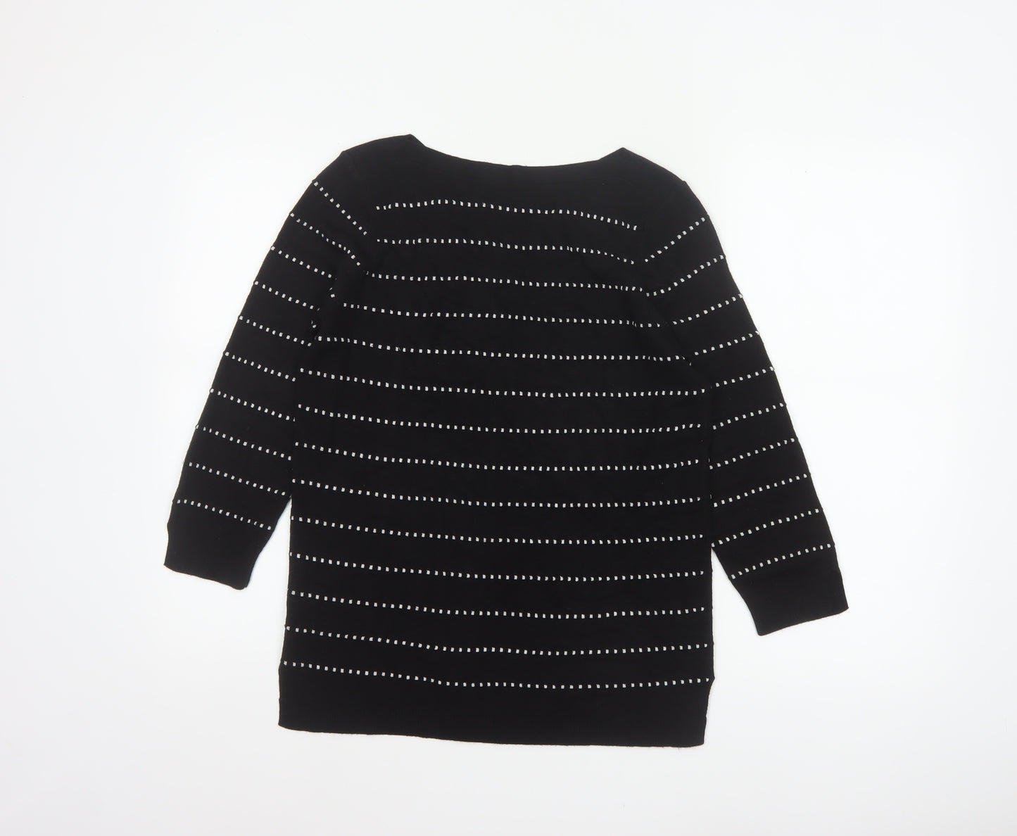 Papaya Women Black White Striped Boat Neck Knit Jumper UK 12