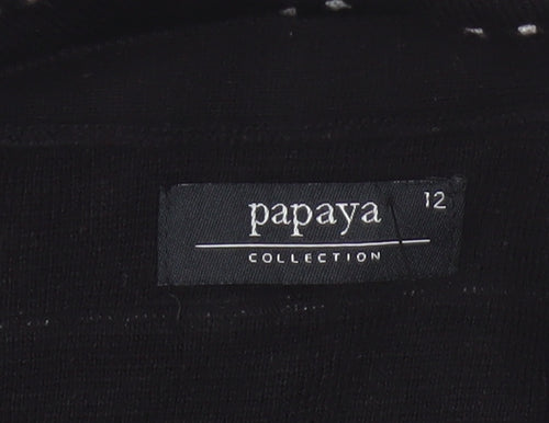 Papaya Women Black White Striped Boat Neck Knit Jumper UK 12