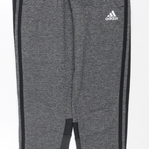 Adidas Teens Grey M Track Pants Tapered Climawarm Zip Pockets