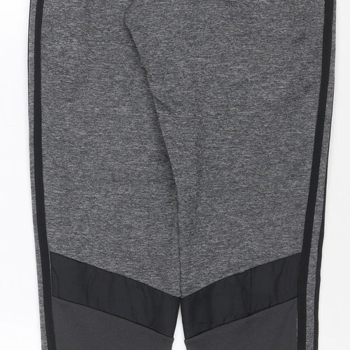 Adidas Teens Grey M Track Pants Tapered Climawarm Zip Pockets