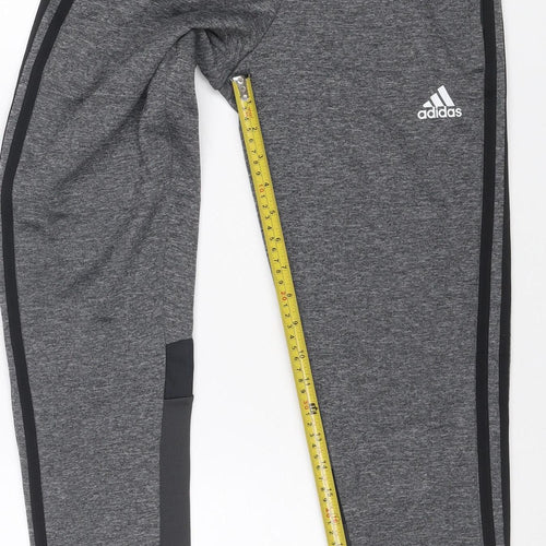 Adidas Teens Grey M Track Pants Tapered Climawarm Zip Pockets