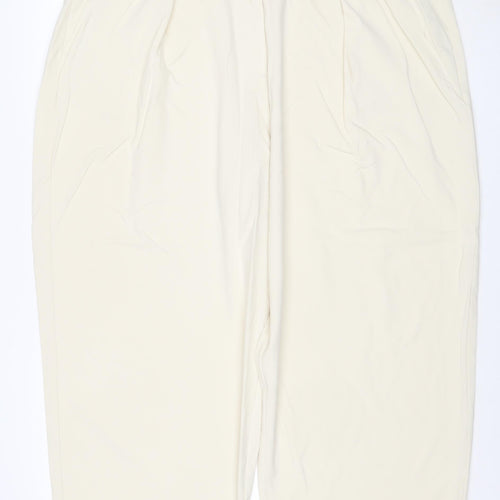 Marks and Spencer Women Ivory UK 22 Wide-Leg Smart Trousers