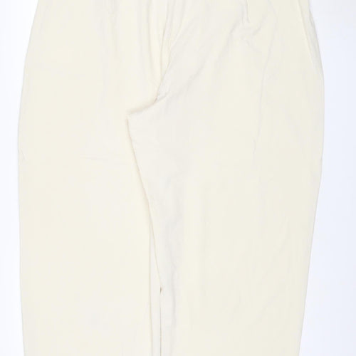 Marks and Spencer Women Ivory UK 22 Wide-Leg Smart Trousers
