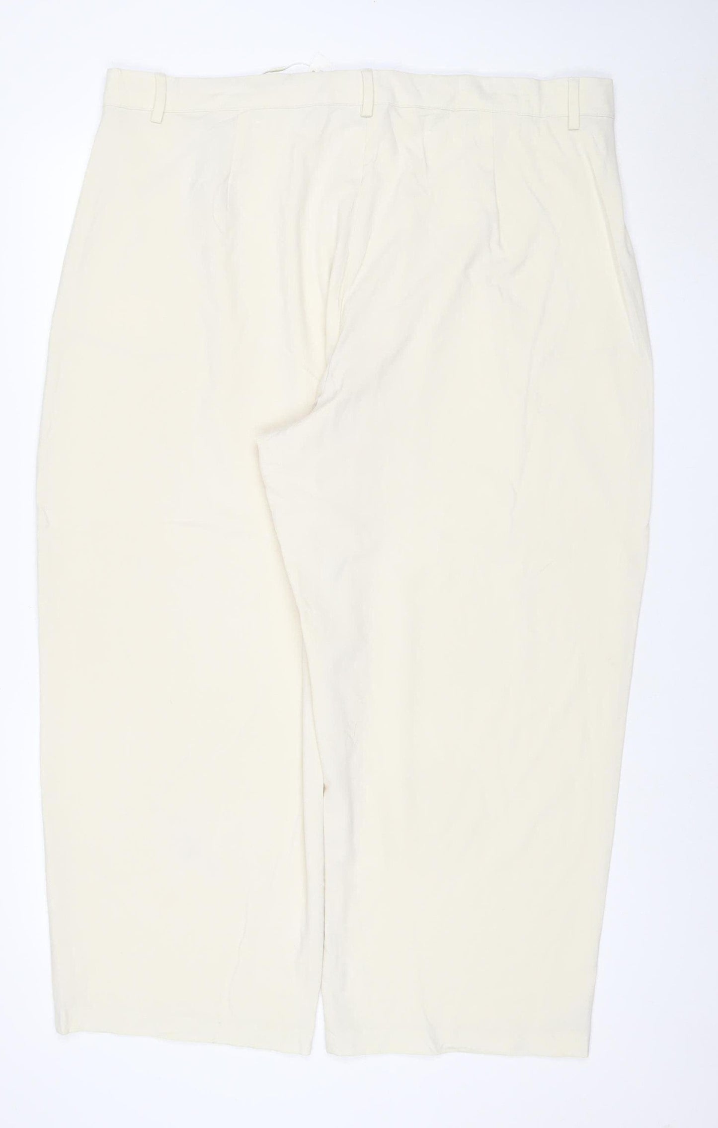 Marks and Spencer Women Ivory UK 22 Wide-Leg Smart Trousers