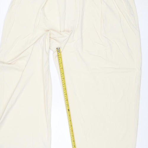 Marks and Spencer Women Ivory UK 22 Wide-Leg Smart Trousers