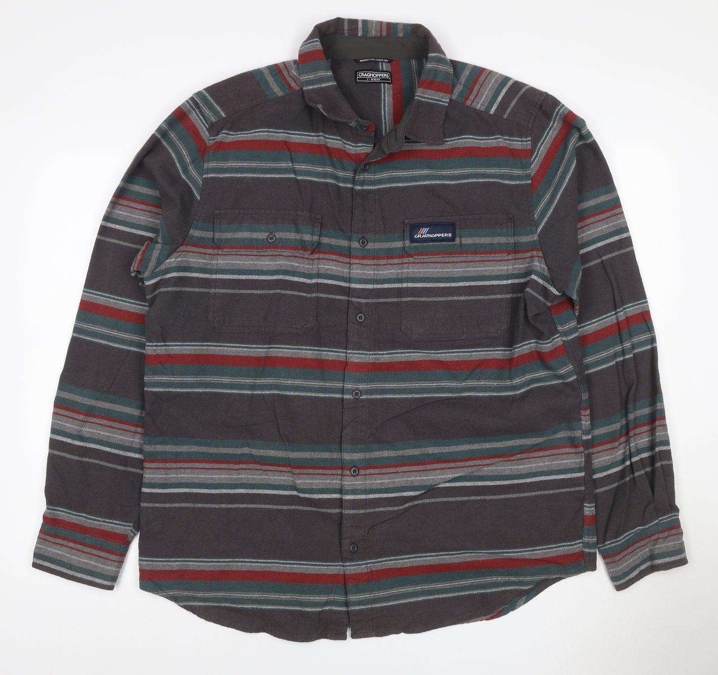 Craghoppers Men's Multicoloured L Striped Long Sleeve Button-Up Shirt
