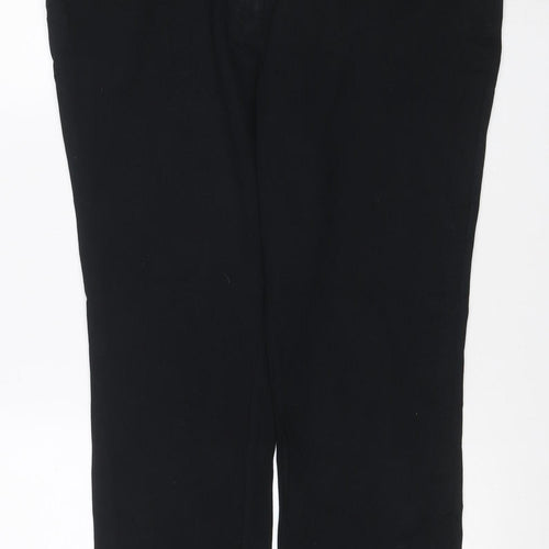 Wallis Women Black UK 16 Wide-Leg Stretch Dress Trousers Button Detail