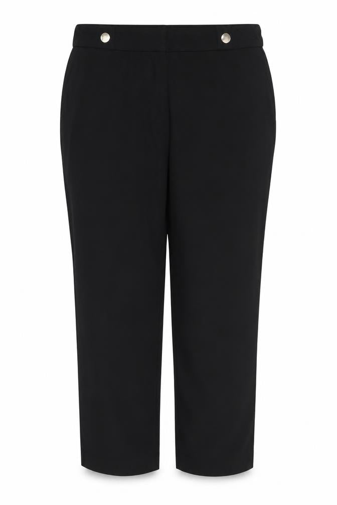 Wallis Women Black UK 16 Wide-Leg Stretch Dress Trousers Button Detail